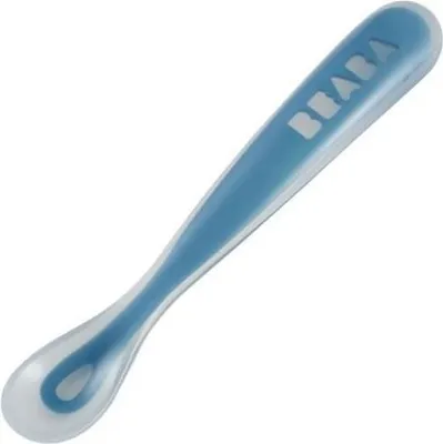 Produktbild von Beaba Ergonomischer Babyloeffel aus Silikon 1. Altersstufe - windisches blau; 913381