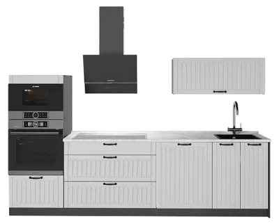Image de Cuisine Vicco Fame-Line Blanc campagne/Anthracite 280cm, PT Marbre, Model 64677