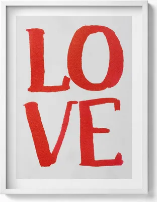 Produktbild von Rotes LOVE-Graffiti– Wandbild mit Rahmen – Gerahmtes Bild  – Wanddekoration – 60x80 cm –  Weiß Rahmen