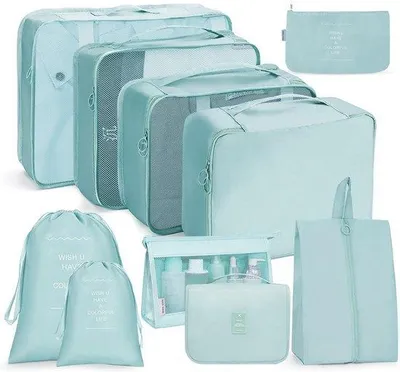 Immagine prodotto di Organizer da viaggio, 10 pezzi, impermeabile, blu