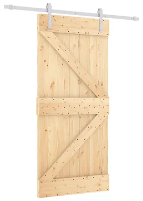 Image de Porte coulissante Naturel et Blanc 90 x 210 cm