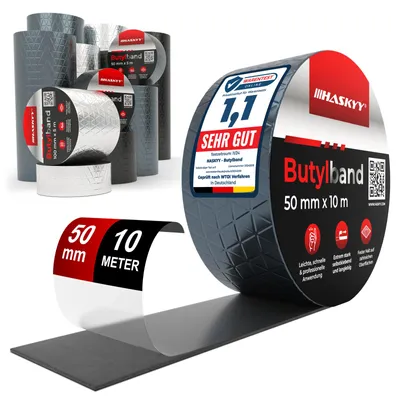 Produktbild von HASKYY Dichtband Butyl-Tape 50mm x 10m d=1,5 mm Anthrazit Klebeband wasserdicht