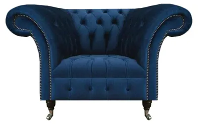 Obrázok produktu pre Modrý Chesterfield Jednomiestne kreslo do obývačky Čalúnenie Moderný nábytok