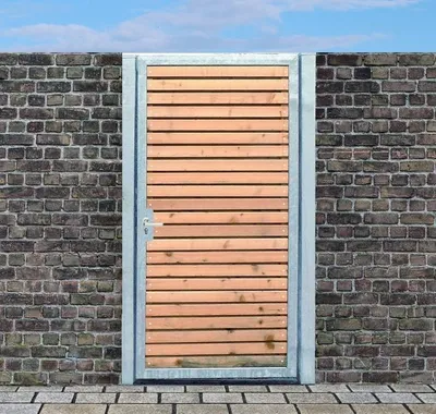Produktbild von Tor Holztor Gartentor Hoftor Verzinkt mit Pfosten & Holzfüllung Q  HxB 180x125cm