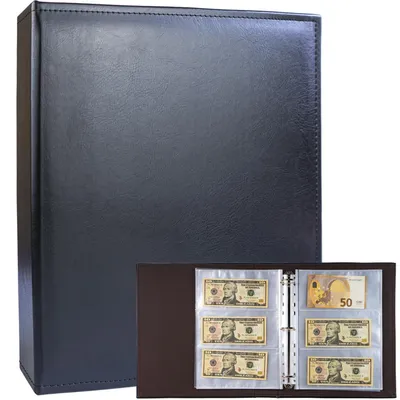 Image de Album pour collection de monnaies, format A4, à anneaux, en similicuir, avec 30 feuilles et 180 pochettes, idéal pour la collecte de pièces de monnaie