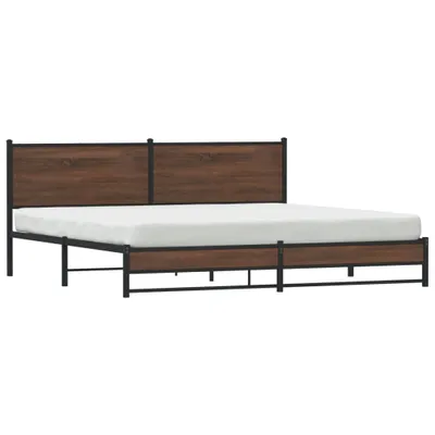 Zdjęcie produktu dla Maison Exclusive – metalowe łóżko bez materaca, brązowe, imitacja dębu, 200 x 200 cm