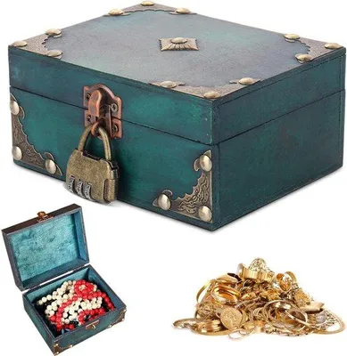 Produktbild von Famanu Schatzkiste Vintage mit Zahlenverschluss - Braun mit Bronzeakzenten