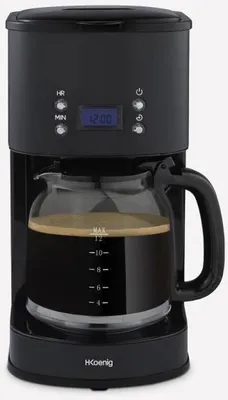 Produktbild von Kaffeemaschine programmierbar H.Koenig MG32, 1,5 L (12 Tassen), 1000 W, LCD-Bildschirm, Warmhaltefunktion, Schwarz und Edelstahl