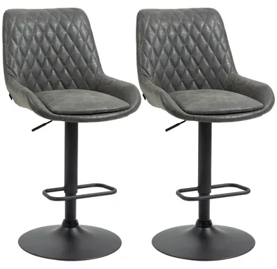 Image de Fauteuil réglable en hauteur, avec repose-pieds, rembourré, en similicuir et en acier, de couleur gris foncé