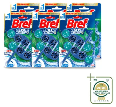 Produktbild von 6 x Bref Blue Activ' WC-Stein - Eucalyptus - Vorratspackung - 6 Stücke