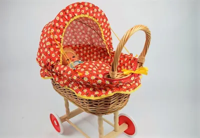 Produktbild von Puppenwagen aus Weide, Kornwagen für Puppenblume