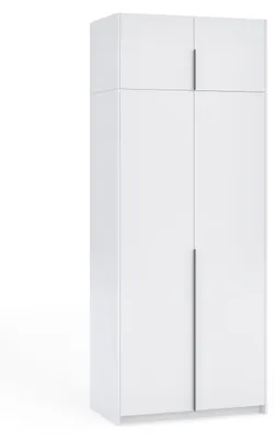Produktbild von Margaret Hadas24 Kleiderschrank APOLLONIA I ohne Spiegel, Drehtürenschrank, moderner, Schrank,  viel Stauraum100 x 250cm (weiß, schwarze Griffe)