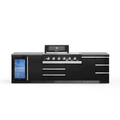 Produktbild von GORILLER® BLACKBACK M10 Outdoor-Küche, Gasgrill mit Kühlschrank, Extra-Arbeitsfläche und Stauraum, Edelstahl, Schwarz