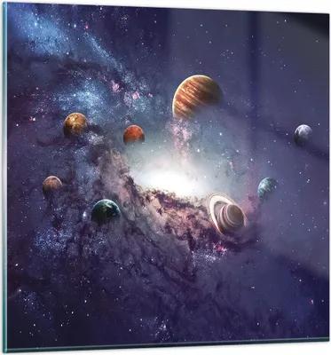 Produktbild von Bilder auf glas - Einteilig - Kosmos Planeten die Sterne - 30x30cm - Glasbilder - Wandbilder - Bilder - zum Aufhängen bereit - Wanddekoration aus Glas - Glas Bilder - Wandbild auf Glas - GAC30x30-4851