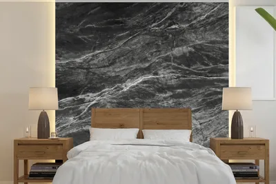 Produktbild von Fotobehang aus Marmor - Stein - schwarz - weiß - Breite 300 cm x Höhe 300 cm