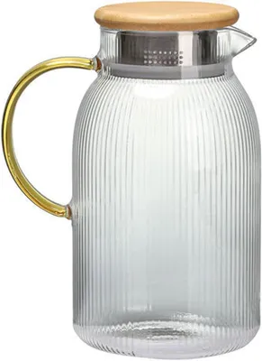 Immagine prodotto di Caraffa per acqua in vetro - Caraffa per bevande - Ideale per servire bevande - Vetro borosilicato resistente al calore - 1600 ml - Trasparente