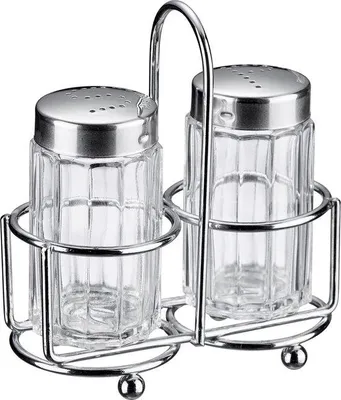 Produktbild von Salz- und Pfefferstreuer, 3-teilig, 50ml, Glas/Edelstahl, transparent/silber