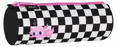 Produktbild von Schlauchförmiges Federmäppchen mit Axolotl-Motiv Schwarz/Weiß 22 x 8 cm
