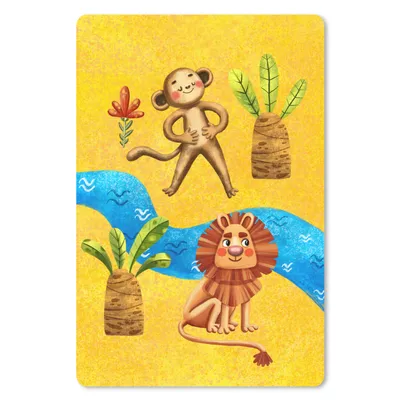 Produktbild von MuchoWow® Mauspad Mousepad Affe - Löwe - Palme - Wasser 18x27 cm - Mousepads - Maus Mat - Pad - Mausunterlage