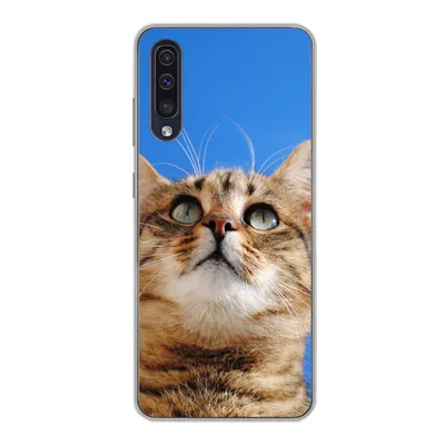 Produktbild von MuchoWow® Handyhülle Schutzhülle Hülle für Samsung Galaxy A30s Katze - Braun - Luft - Mädchen - Jungen - Kinder Silikon Softcase Handy Hülle - Karteninhaber