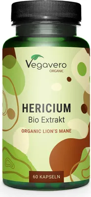 Produktbild von Vegavero Hericium  Extrakt | 60 Kapseln | mit 50% Polysacchariden | vegan