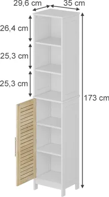 Produktbild von Hochschrank Vicco Looma Weiß/Eiche 35 x 173 cm mit 6 Fächern, Model 57485