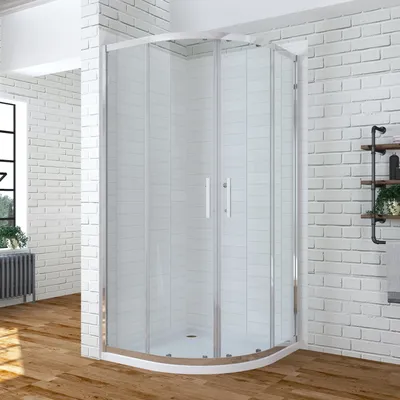Produktbild von Duschkabine 90x90x185 cm aus 6 mm ESG Glas Vertelkreis Halbrund Dusche mit Schiebetüren