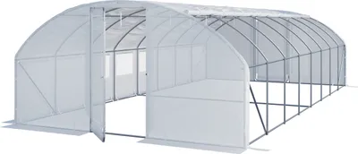 Immagine prodotto di Serra Tunnel TOOLPORT con porta a battente, 4x8m telo in PE 180g/m² bianco trasparente