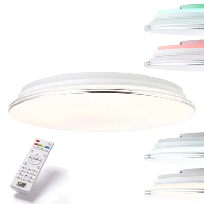 Image de Plafonnier LED Edna Blanc Rond 50cm 32W 3200lm Tdc RGB Backlight Télécommande