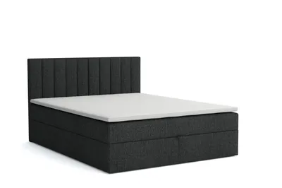 Produktbild von MR GROUP Boxspringbett mit Bettkasten ZADAR 180x200 dunkelgrau H3 geflechtes Stoff Polsterbett Matratze und Topper Doppelbett Bett für Schlafzimmer