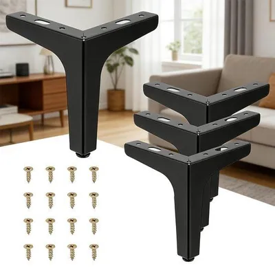 Produktbild von Metallische Ersatzfüße für Möbel, 10 cm, moderne, dreieckige, für Tische, Stühle, Schränke, Kommoden und Sofas.