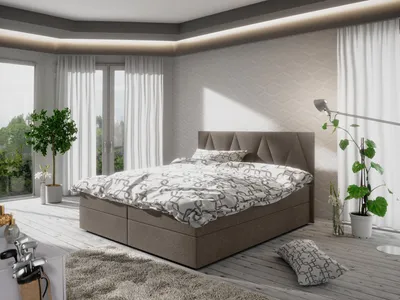 Obrázek produktu pro Manželská postel 160x200 s úložným prostorem STIG 3 - světle hnědá