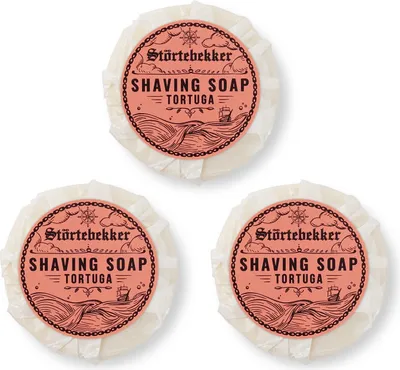 Produktbild von Störtebekker® Premium Rasierseife Tortuga 70g x 3 - Handgefertigte Seife für ergiebigen Rasierschaum - Perfekt für Rasur mit Rasierhobel & Messer