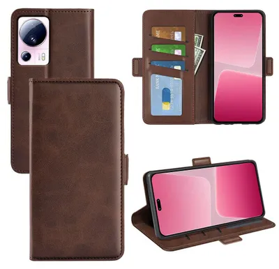 Productafbeelding van MobyDefend Hoesje - Geschikt voor Xiaomi 13 Lite  -  Luxe Wallet Book Case (Sluiting Zijkant) - Bruin