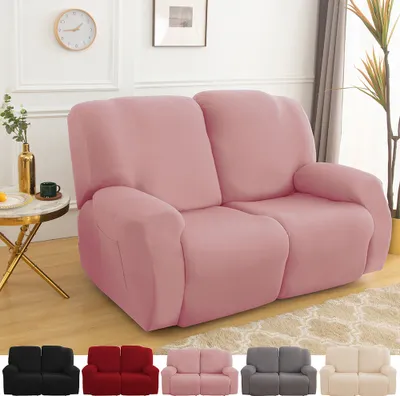 Produktbild von Stretch Sofa Überzug Sesselbezug 2 Sitzer Sofabezug Sessel Überzug Für Liegesessel Ruhesessel Relaxsessel Sesselbezüge Sesselhussen Rosa