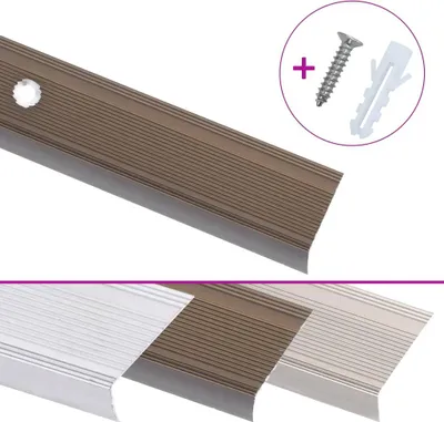 Produktbild von vidaXL Treppenkantenprofil in L-Form 5 Stk. Aluminium 100cm Braun