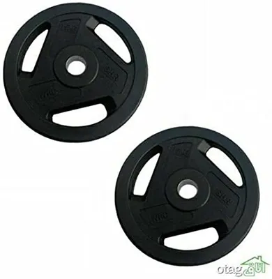 Obrázok produktu pre Olympijské kotúče 5 kg CAST RUBBERED Záťažové dosky 50 mm z liatiny s úchopovými otvormi - na vzpieranie a silový tréning