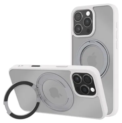 Imagen del producto de Avizar, funda híbrida para iPhone 16 Pro Max con anillo y soporte, color blanco