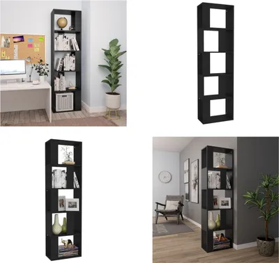 Obrázok produktu pre vidaXL Regál/rozdeľovač izieb čierny 45x24x159 cm Materiál na báze dreva - Regál na knihy - Regály na knihy - Police na knihy