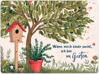 Produktbild von Wenn mich einer sucht ich bin im Garten Metallschild XXL in 28x38 cm