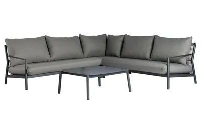 Produktbild von Gartenlounge 2-teilig - Grau - Aluminiumgestell - Olefin - mit Kissen