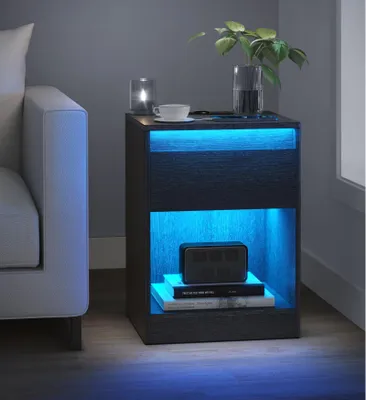 Obrázek produktu pro Noční skříňka s nastavitelným LED osvětlením, sada 2 kusů,