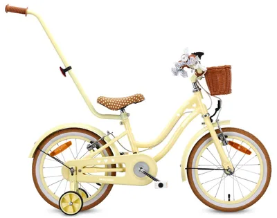 Produktbild von SUN BABY Heart Bike Kinderfahrrad für Mädchen 16 Zoll, ab 4 Jahre, mit Stützrädern, abnehmbarer Schubstange, Korb, Klingel, Rücktrittbremse & V-Brake