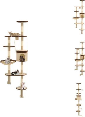 Produktbild von vidaXL Wandkratzbaum mit Sisal-Kratzsäulen 194 cm Beige/Braun -  Kratzbäume