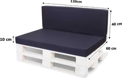 Obrázek produktu pro Polštář z palet tmavě modrý | sedák 120x60 / opěradlo 120x40cm | sada polštářů z palet | zahradní polštář | polštář z europlanu