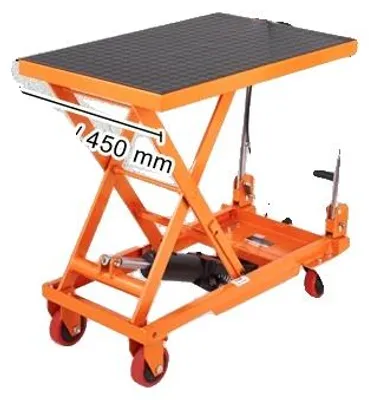 Obrázok produktu pre Hydraulický zdvihák na vozíku, nosnosť 500 lbs, robustná oceľová konštrukcia, oranžová 330lbs