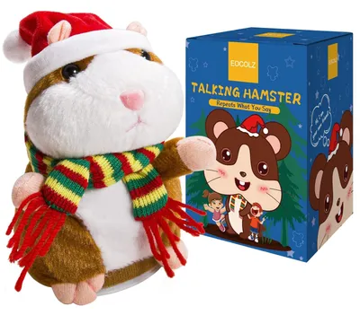 Produktbild von Sprechender Hamster Plüschtier Kuscheltier Hamster - Wiederholt was Sie sagen - Interaktives Spielzeug - Betrieb mit 3 AAA-Batterien