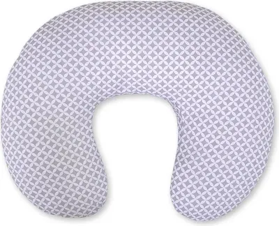 Image de Coussin d'allaitement en forme de haricot Bobono 100% coton gris ergonomique pour l'allaitement et la grossesse
