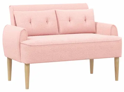 Obrázek produktu pro vidaXL Dvoudílná sedačka s knoflíkovým prošíváním, růžová, 117 x 67 x 77 cm, materiál bouclé