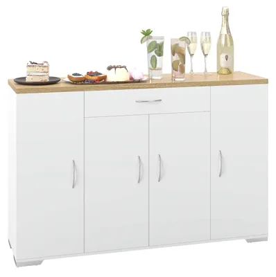 Image de Meuble de cuisine avec plan de travail - Buffet/Armoire avec 4 portes/étagères - étagères réglables - compact 110 x 30 x 70 cm